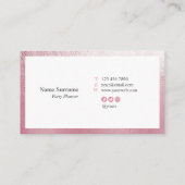 Elegante Rosa-hallo Event-Planer-Visitenkarte Visitenkarte (Rückseite)