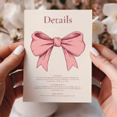 Elegante Rosa Hand Drawn Bow Wedding Begleitkarte