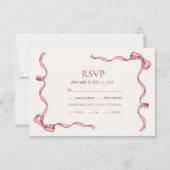Elegante Rosa Hand Drawn Bow Wedding RSVP Karte (Vorderseite)