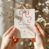 Elegante Rosa Hand Drawn Bow Wedding Save The Date