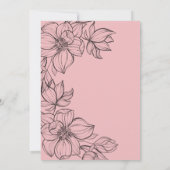 Elegante, rosa, handgezeichnete Blumenzettel Einladung (Rückseite)