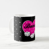 Elegante rosa Herz-Valentinsgruß Bunco Würfel Kaffeetasse (Vorderseite Links)