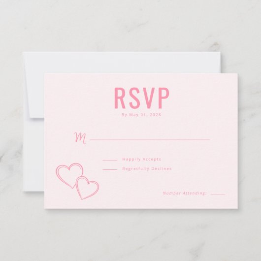 Elegante rosa Herzen RSVP Karte (Vorderseite)