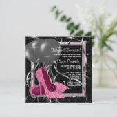 Elegante Rosa High Heels Geburtstagsparty Einladung (Stehend Vorderseite)