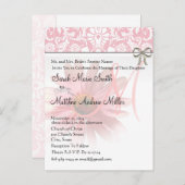 Elegante rosa Hochzeit Einladungspostkarte (Vorne/Hinten)