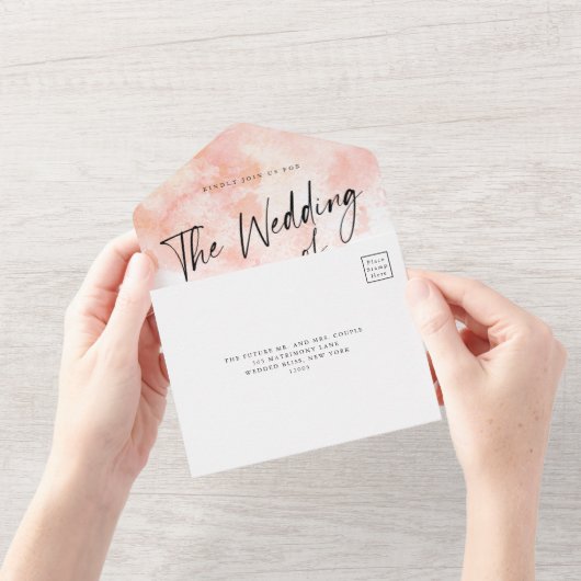 Elegante, rosa Hochzeit in einer Einladung (Eröffnung)