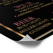 Elegante rosa Hochzeiten - Bar Menu Poster (Ecke)