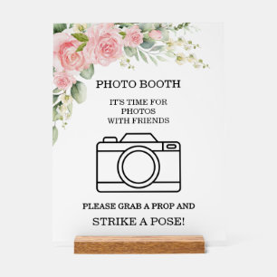 Elegante rosa Hochzeits-Photobooth  Acrylschild