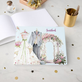Elegante rosa Hochzeitsblumen-Gästebuch Gästebuch
