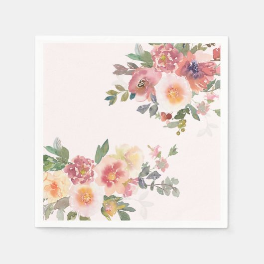 Elegante rosa Hochzeitsbrause Serviette (Vorderseite)