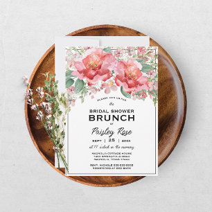 Elegante rosa Hochzeitsdusche mit floralen Motiven Einladung
