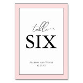 Elegante Rosa Hochzeitsempfehlung Tischnummer (Vorderseite)