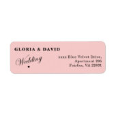 Elegante Rosa-Hochzeitsrücksendeadresse (Vorne)