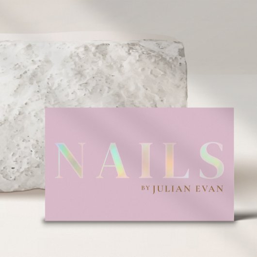 Elegante rosa holografische NagelVisitenkarte Visitenkarte