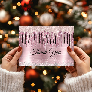 Elegante rosa Hologramm-Monogramm mit Röteffekt Dankeskarte