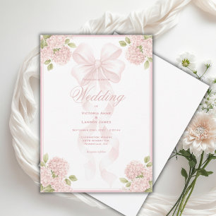 Elegante rosa Hortensien Vintage-Hochzeits-Einladu Einladung