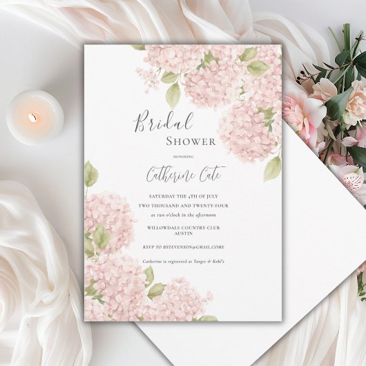 Elegante rosa Hydrangea-Brautparty  Einladung