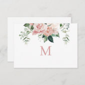 Elegante, rosa Hydrangea Monogram Note Card (Vorne/Hinten)