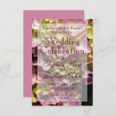 Elegante rosa Hydrangeas gelb-rosa Blumenhochzeit Einladung (Vorne/Hinten)