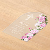 Elegante rosa Hydrangeenbogen Taufe Acryleinladungen (Ablage )