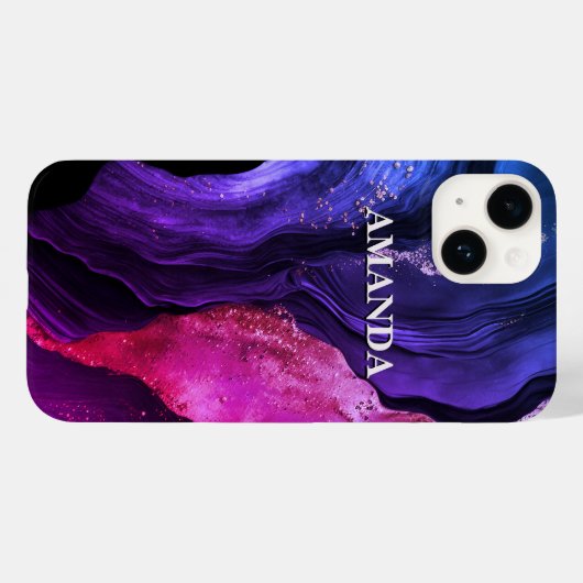 Elegante rosa Imitate aus lila Marmor Glitzer Case-Mate iPhone Hülle (Rückseite (Horizontal))