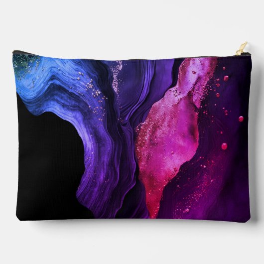 Elegante rosa Imitate aus lila Marmor Glitzer Zubehörtasche (Rückseite)