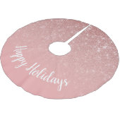 Elegante Rosa Imitats Glitzer Texture Happy Holida Polyester Weihnachtsbaumdecke (Schrägansicht)