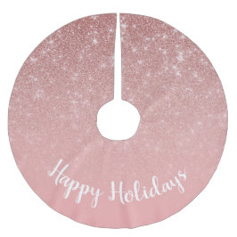 Elegante Rosa Imitats Glitzer Texture Happy Holida Polyester Weihnachtsbaumdecke