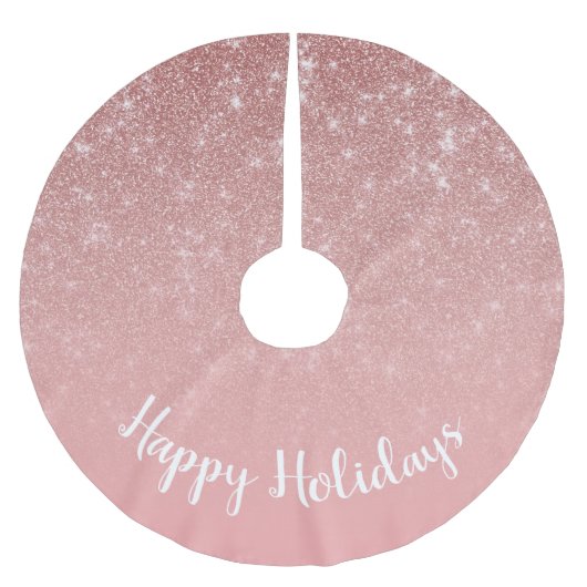 Elegante Rosa Imitats Glitzer Texture Happy Holida Polyester Weihnachtsbaumdecke (Vorderseite)