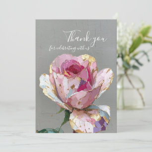 Elegante rosa Impasto-Blumen-Hochzeit Danke Einladung