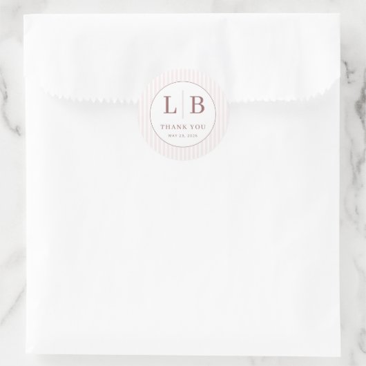 Elegante rosa Initialen Runder Aufkleber (Tasche)