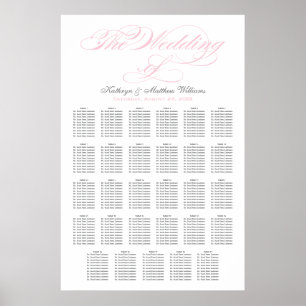 Elegante rosa Kalligrafie Hochzeitsstift Poster