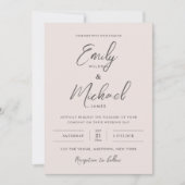 Elegante Rosa-Kalligrafie Minimale Hochzeit Einladung (Vorderseite)