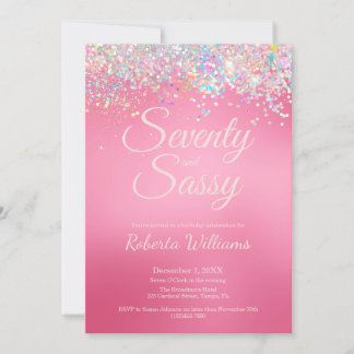 Elegante rosa Kalligraphie 70. Geburtstagseinladun Einladung