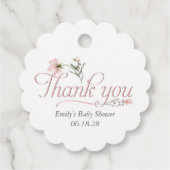 Elegante rosa Kalligraphie Wildblume Kinderdusche Geschenkanhänger (Rückseite)