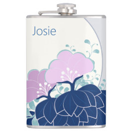 Elegante rosa Kamelien Name hinzufügen Flachmann