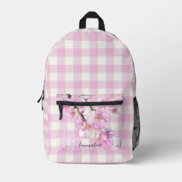 Elegante, rosa, kariert-rosa Blüte personalisieren Bedruckter Rucksack