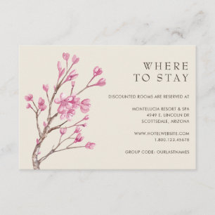 Elegante rosa Kirschblossom Hochzeitsunterkünfte Begleitkarte