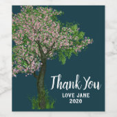 Elegante Rosa Kirschblüte Moderne Danksagung Gesch Weinetikett (Einzelnes Label)