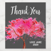 Elegante Rosa Kirschblüte Moderne Danksagung Gesch Weinetikett (Einzelnes Label)