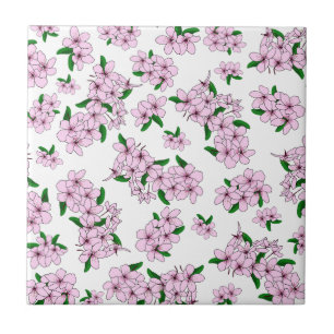 Elegante rosa Kirschblüten-Aquarell-Blumenmuster Fliese