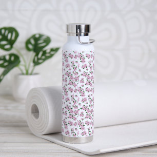 Elegante rosa Kirschblüten-Aquarellfloristik Trinkflasche