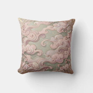 Elegante rosa Kirschblüten Art Nouveau Wirbel  Kissen