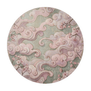 Elegante rosa Kirschblüten Art Nouveau Wirbel Schneidebrett