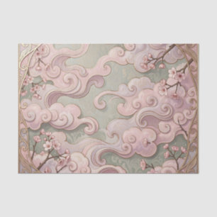 Elegante rosa Kirschblüten Art Nouveau Wirbel Seidenpapier