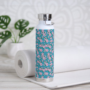 Elegante rosa Kirschblüten-Blumen-Aquarell Trinkflasche