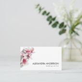 Elegante rosa Kirschblüten Moderne Minimal Visitenkarte (Stehend Vorderseite)
