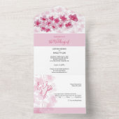Elegante rosa Kirschblüten Wasserfarbe All In One Einladung (Innen)