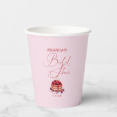 Elegante rosa Kirsche am oberen Brautparty Pappbecher (Vorderseite)