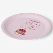 Elegante rosa Kirsche am oberen Brautparty Pappteller (Schrägansicht)